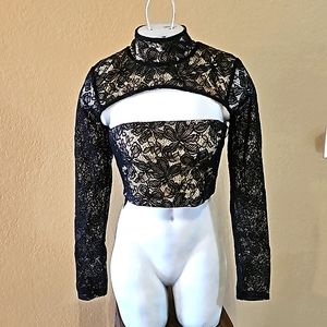 REVOLVE Black Lace Long Sleeve Top